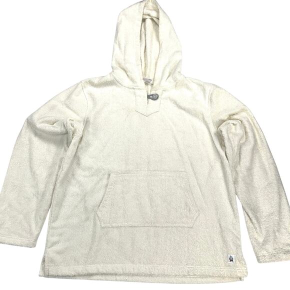 Birdwell Beach Britches Baja Terry Cloth Towel Pullover Hoodie Cream Size 2XL